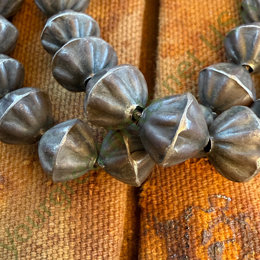 Early Navajo Naja Necklace Sterling Silver Turquoise Fluted Beads necklace