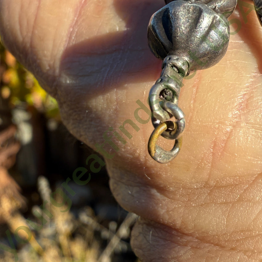 Early Navajo Naja Necklace Sterling Silver Turquoise Fluted Beads necklace