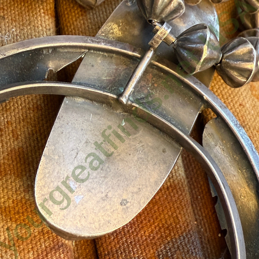 Early Navajo Naja Necklace Sterling Silver Turquoise Fluted Beads necklace