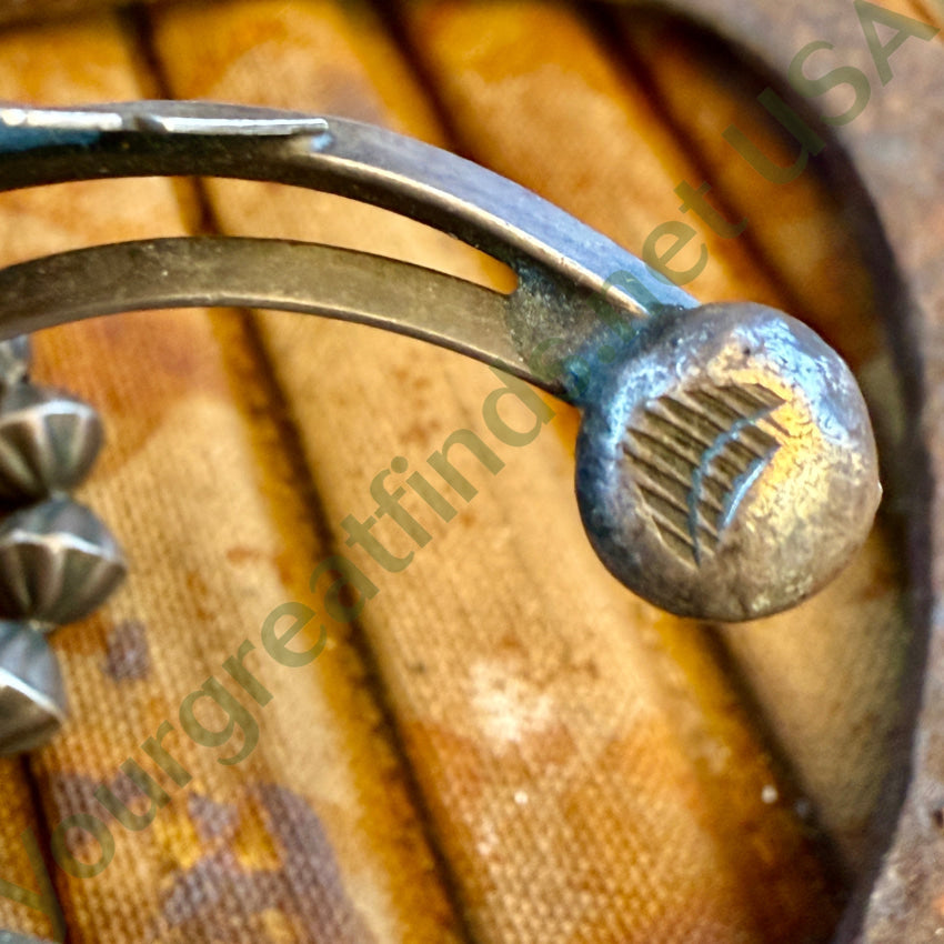 Early Navajo Naja Necklace Sterling Silver Turquoise Fluted Beads necklace