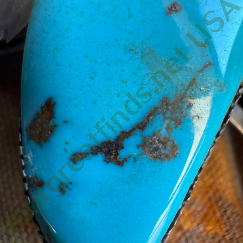 Early Navajo Naja Necklace Sterling Silver Turquoise Fluted Beads necklace