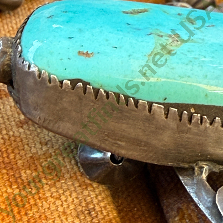 Early Navajo Naja Necklace Sterling Silver Turquoise Fluted Beads necklace