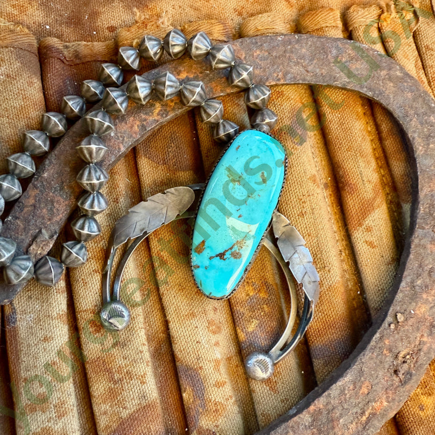 Early Navajo Naja Necklace Sterling Silver Turquoise Fluted Beads necklace