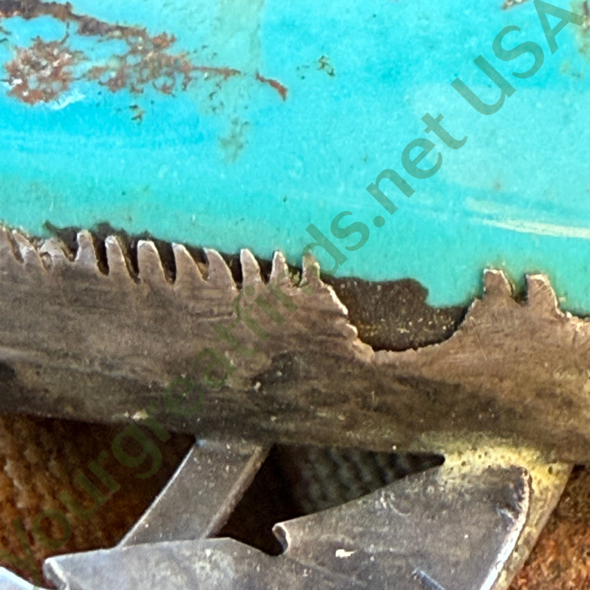 Early Navajo Naja Necklace Sterling Silver Turquoise Fluted Beads necklace