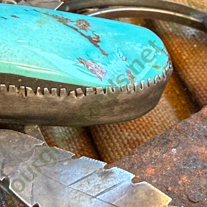 Early Navajo Naja Necklace Sterling Silver Turquoise Fluted Beads necklace