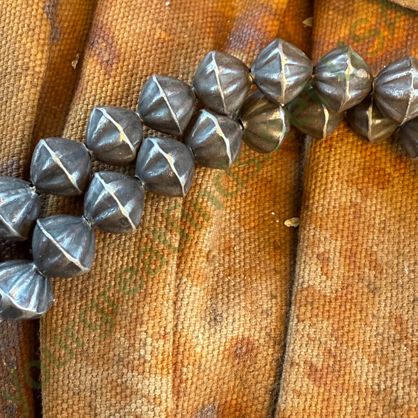 Early Navajo Naja Necklace Sterling Silver Turquoise Fluted Beads necklace