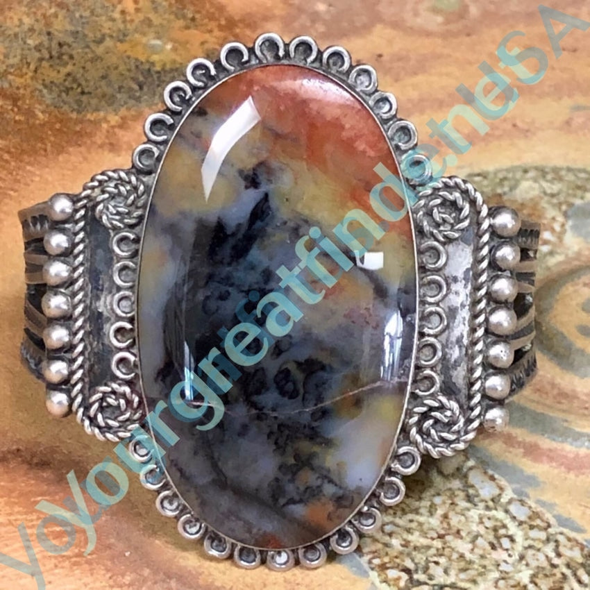 Early Navajo Petrified Wood Bracelet in Sterling Silver Yourgreatfinds