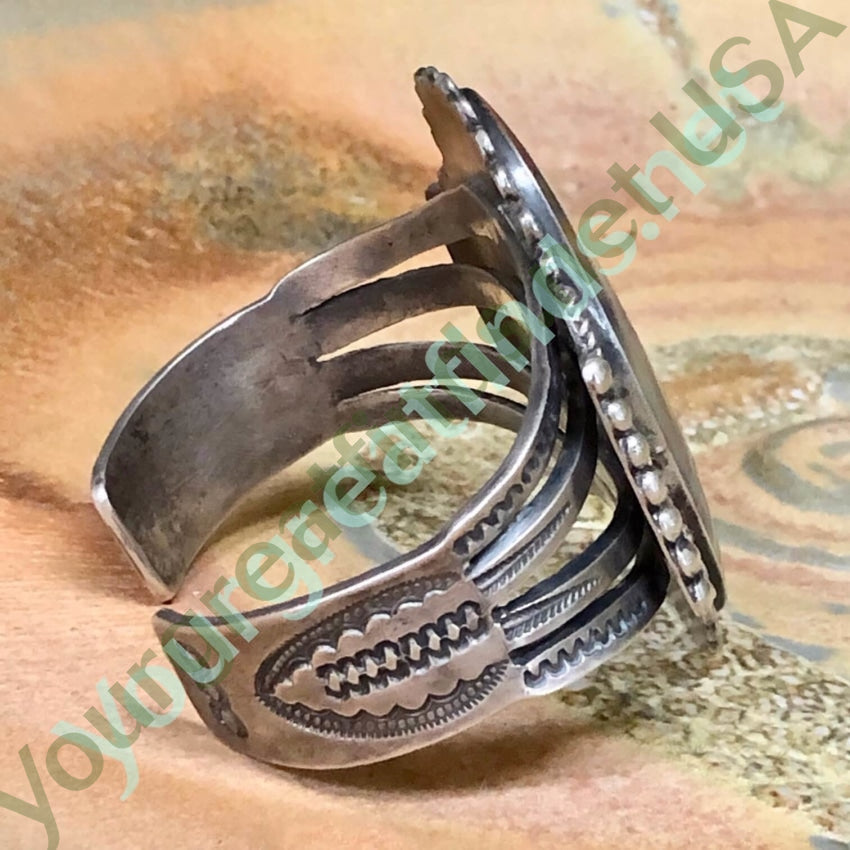 Early Navajo Petrified Wood Bracelet in Sterling Silver Yourgreatfinds