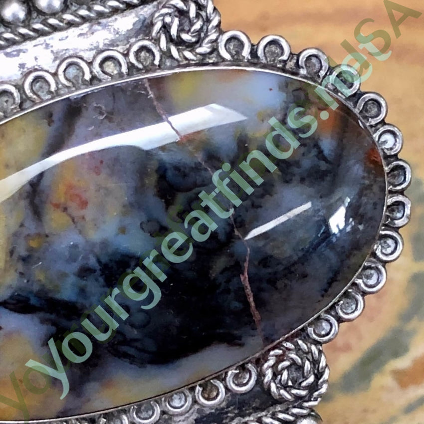 Early Navajo Petrified Wood Bracelet in Sterling Silver Yourgreatfinds