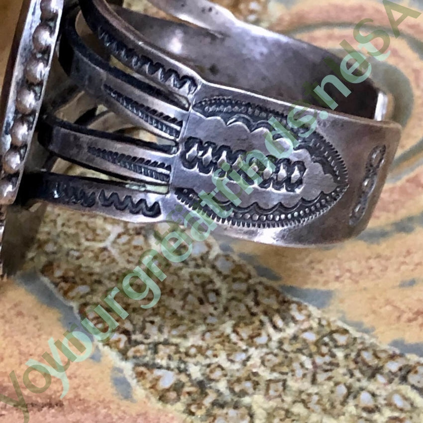 Early Navajo Petrified Wood Bracelet in Sterling Silver Yourgreatfinds
