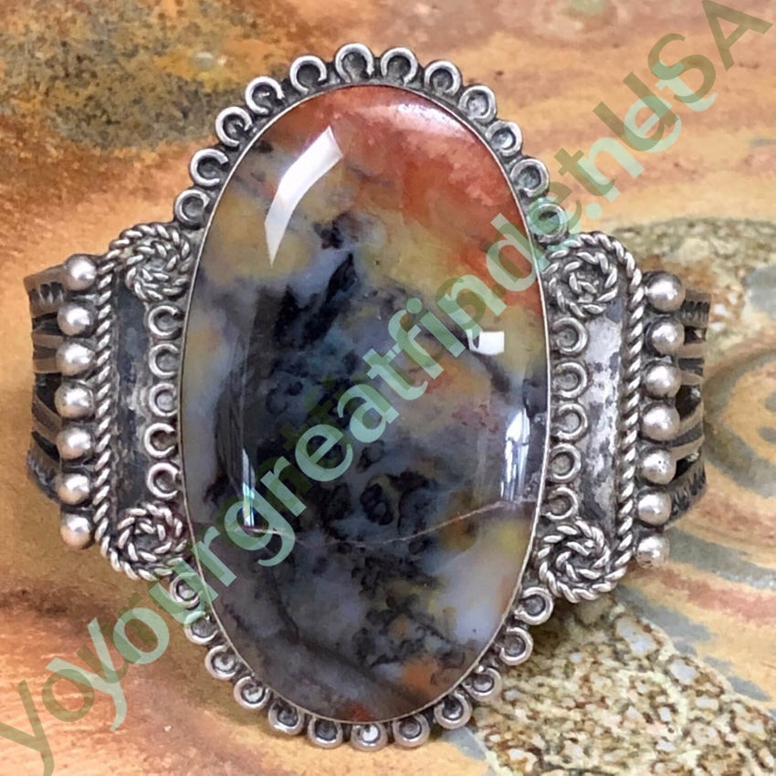 Early Navajo Petrified Wood Bracelet in Sterling Silver Yourgreatfinds