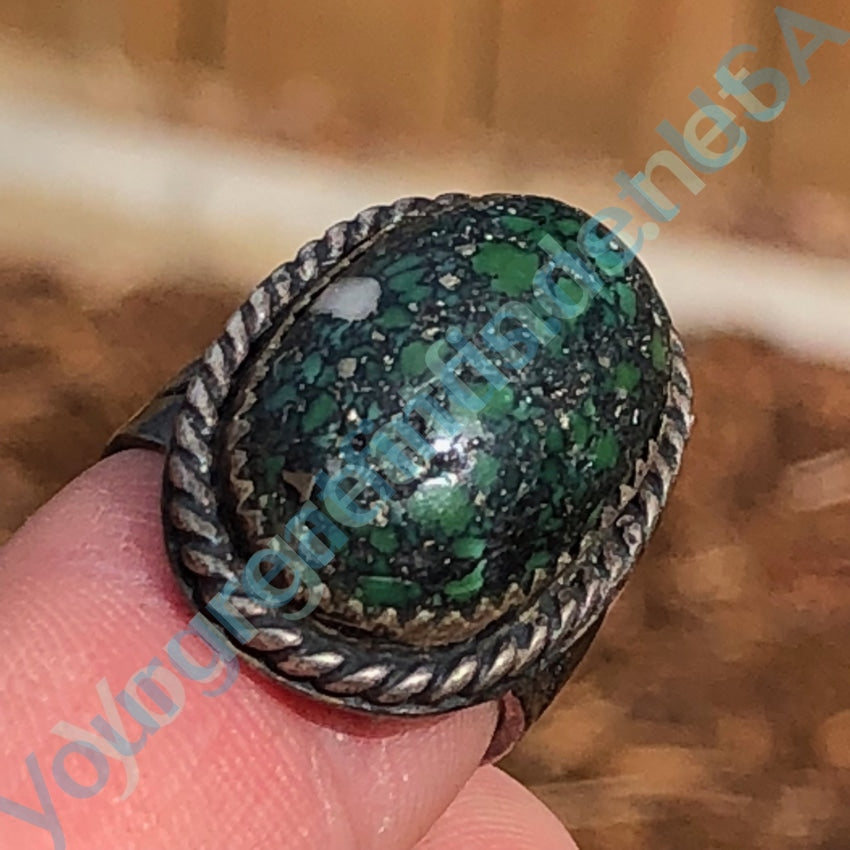 Early Navajo Sterling Silver Ring set with Green Variscite Size 5 Yourgreatfinds