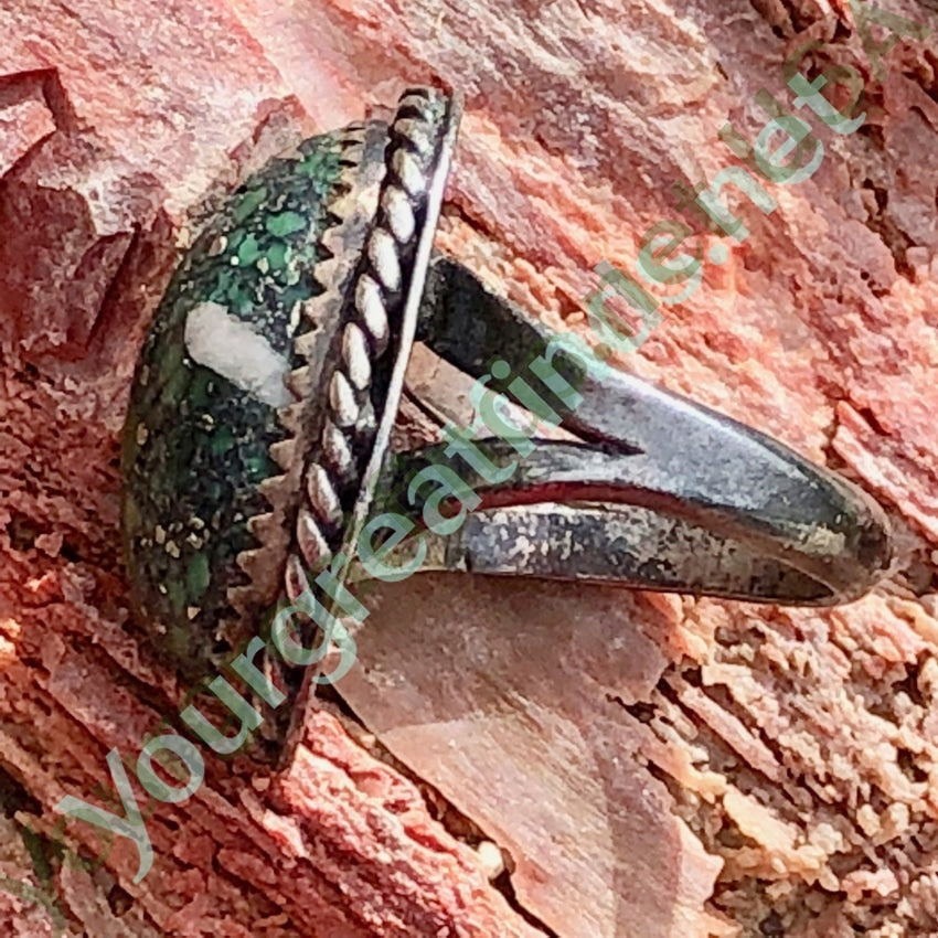 Early Navajo Sterling Silver Ring set with Green Variscite Size 5 Yourgreatfinds