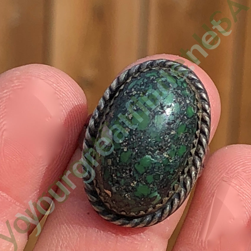Early Navajo Sterling Silver Ring set with Green Variscite Size 5 Yourgreatfinds