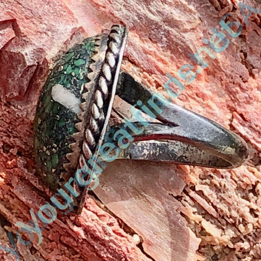 Early Navajo Sterling Silver Ring set with Green Variscite Size 5 Yourgreatfinds