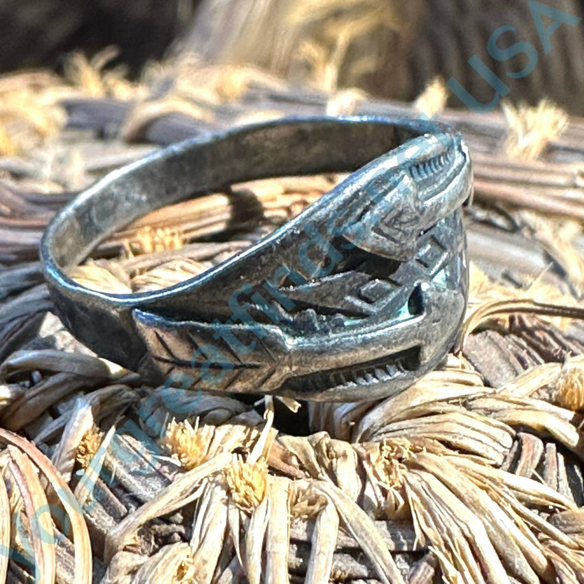 Early Navajo Sterling Silver Stamped Double Arrow Band Ring Size 9.5