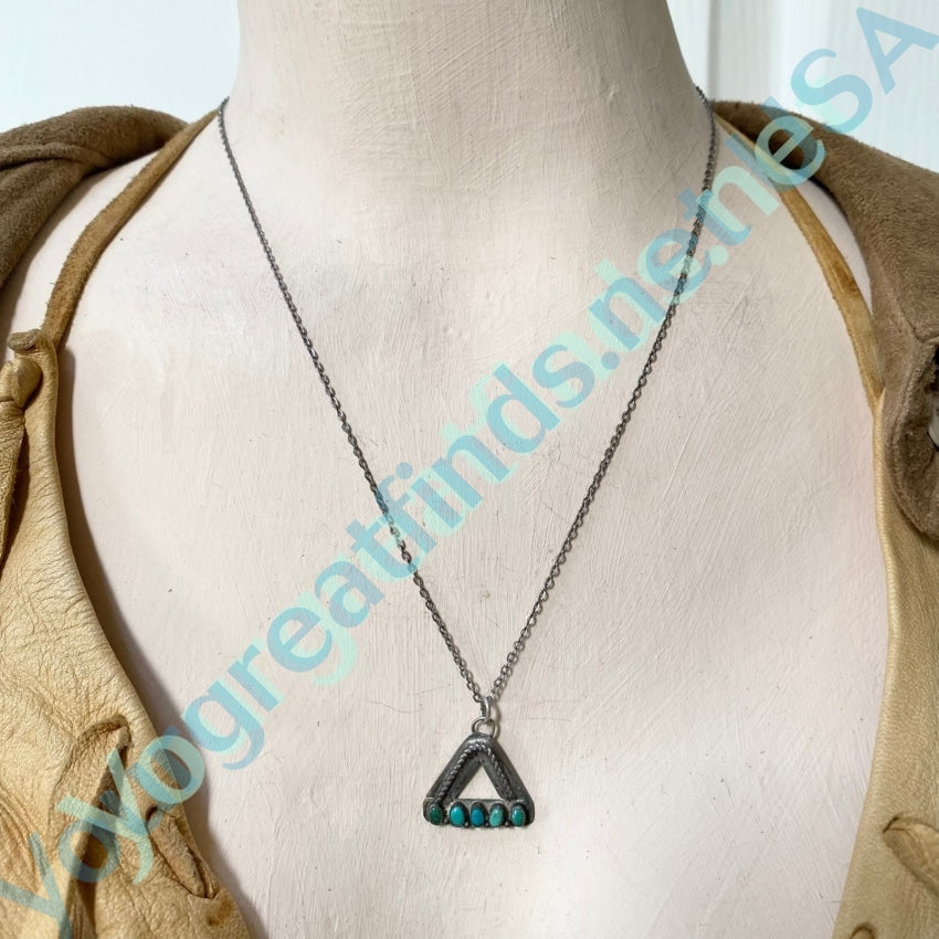 Early Navajo Triangle Necklace Turquoise Sterling Silver Yourgreatfinds