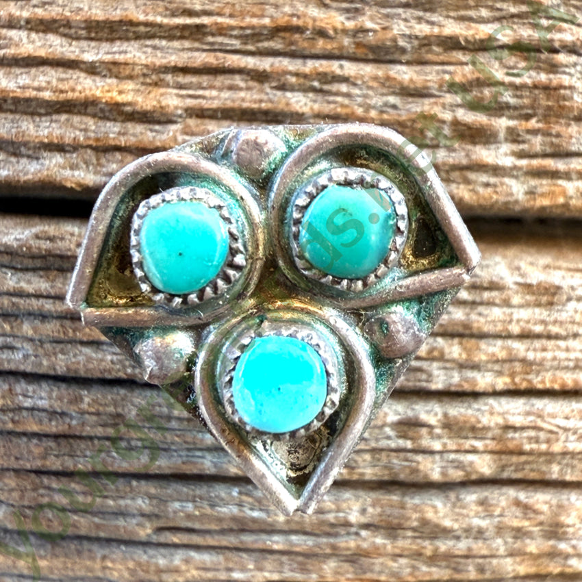 Early Navajo Turquoise Sterling Silver Snake Eye Turquoise Pierced Post Earrings earrings