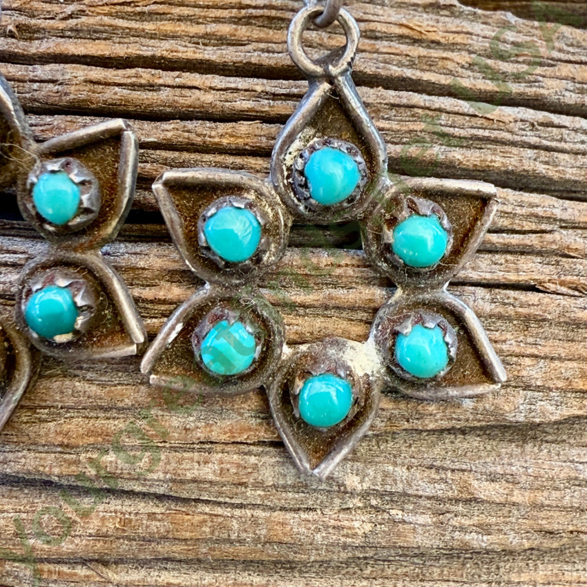 Early Navajo Turquoise Sterling Silver Snake Eye Turquoise Pierced Post Earrings earrings