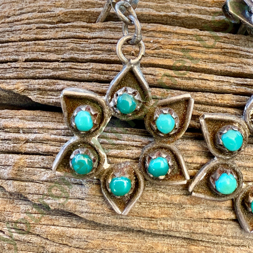 Early Navajo Turquoise Sterling Silver Snake Eye Turquoise Pierced Post Earrings earrings
