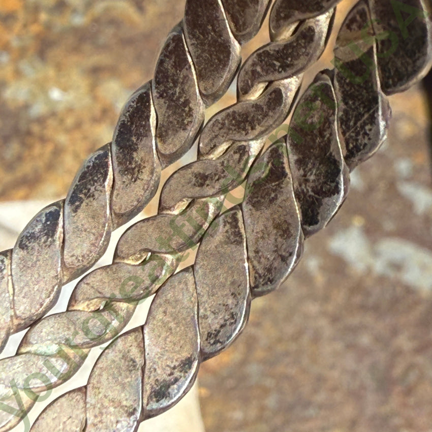 Early Navajo Twisted & Hammered Sterling Silver Turquoise Cuff Bracelet bracelet