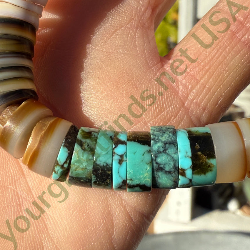 Early Santo Domingo Shell & Turquoise Heishi Necklace necklace
