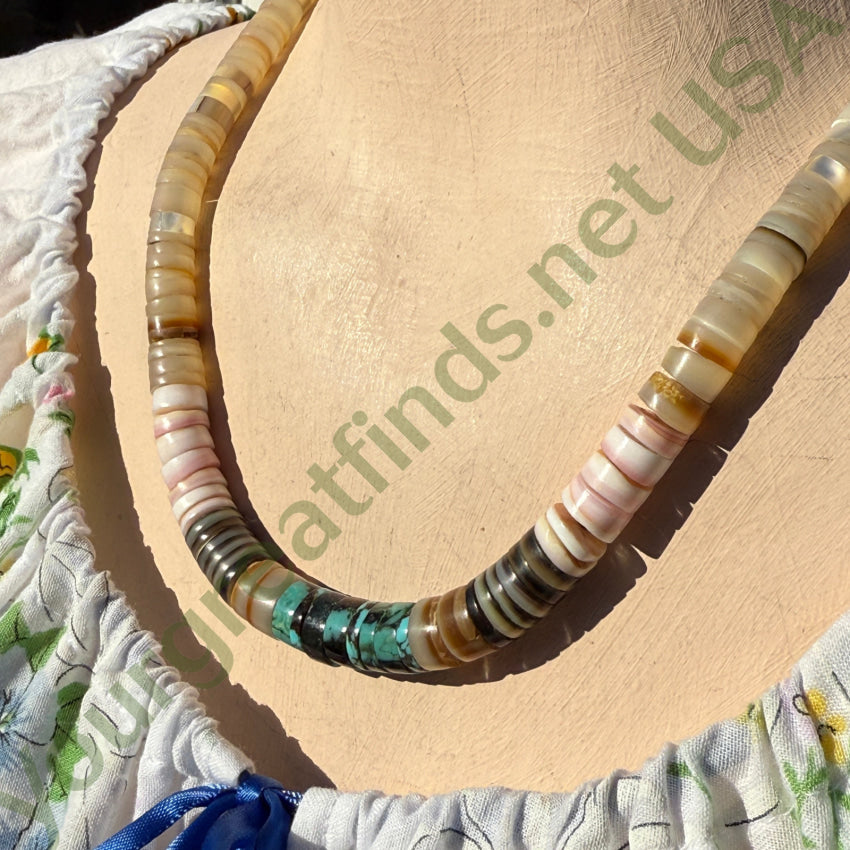 Early Santo Domingo Shell & Turquoise Heishi Necklace necklace