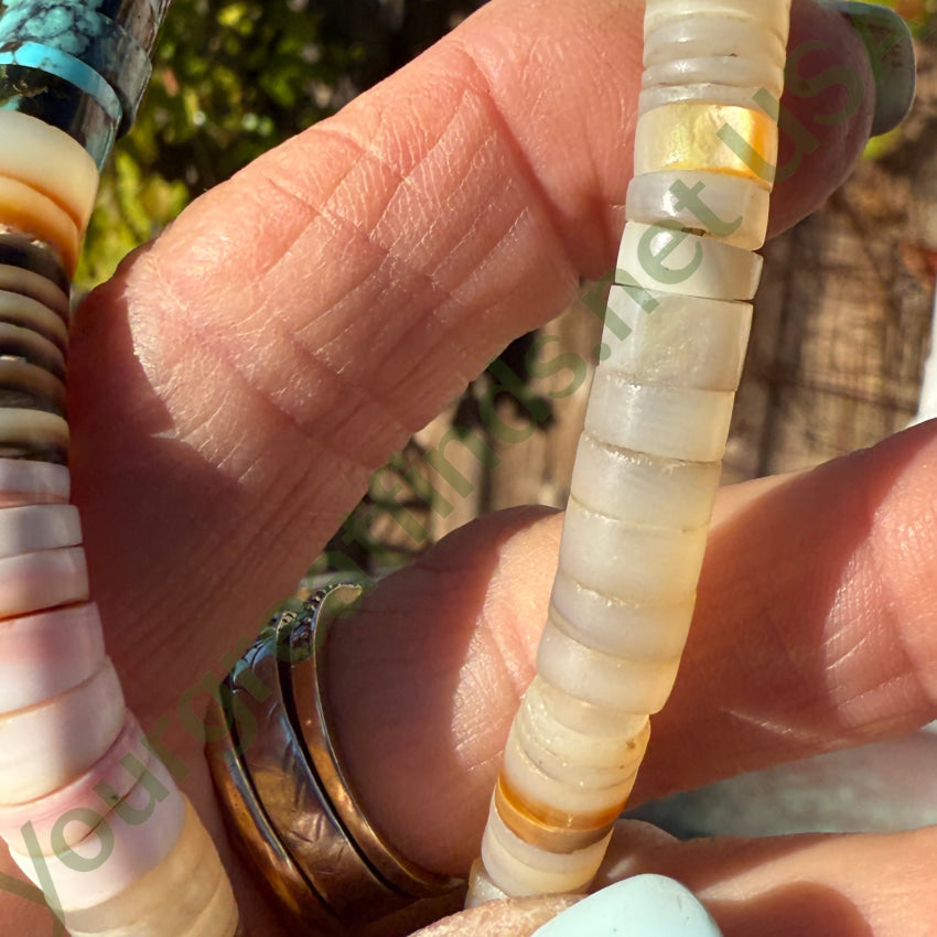 Early Santo Domingo Shell & Turquoise Heishi Necklace necklace