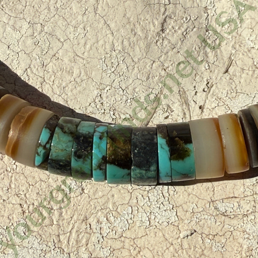 Early Santo Domingo Shell & Turquoise Heishi Necklace necklace