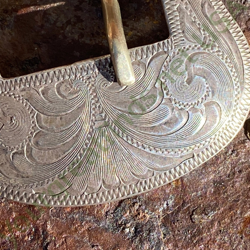 Early Vogt Sterling Silver Engraved Ranger Belt Buckle