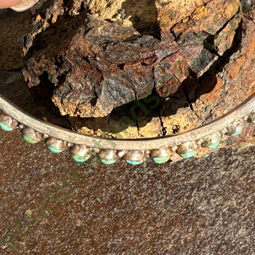 Early Zuni Sterling Silver Mint Green Turquoise Row Bracelet bracelet