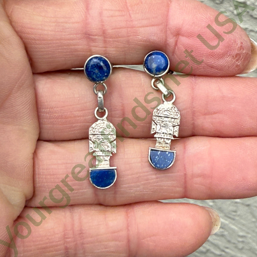 Earrings Sterling Silver & Lapis Lazuli Azteca Pierced Post earrings