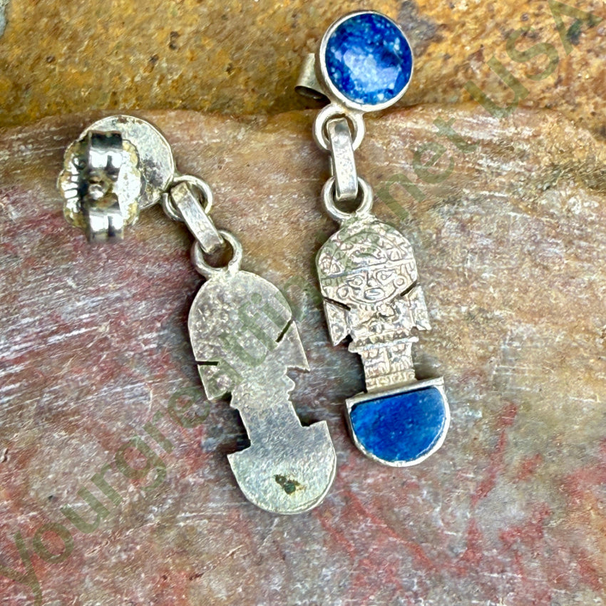 Earrings Sterling Silver & Lapis Lazuli Azteca Pierced Post earrings