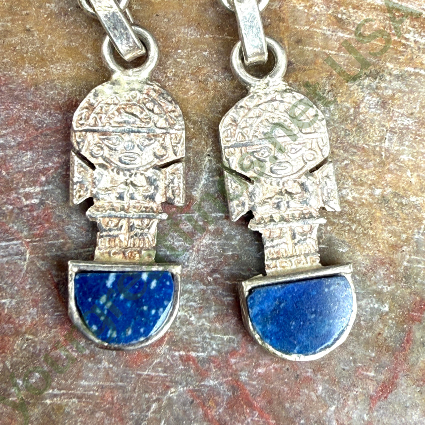 Earrings Sterling Silver & Lapis Lazuli Azteca Pierced Post earrings