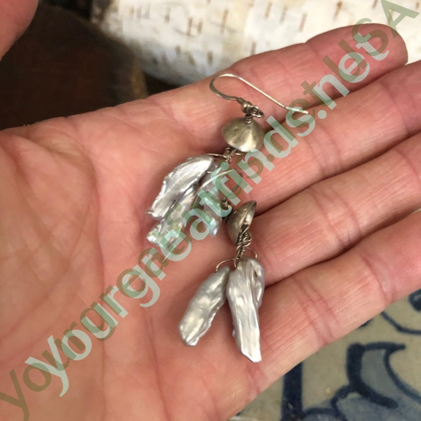 Earrings with Dangling Freshwater Pearls in Sterling Silver Yourgreatfinds