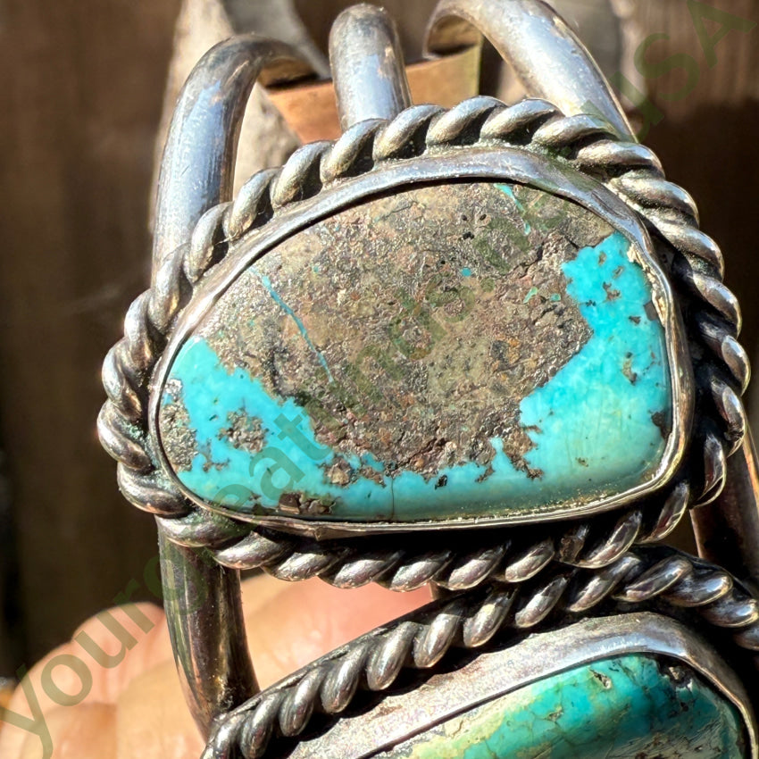 Epic Navajo 3 Natural Turquoise Stone Sterling Silver Cuff Bracelet bracelet