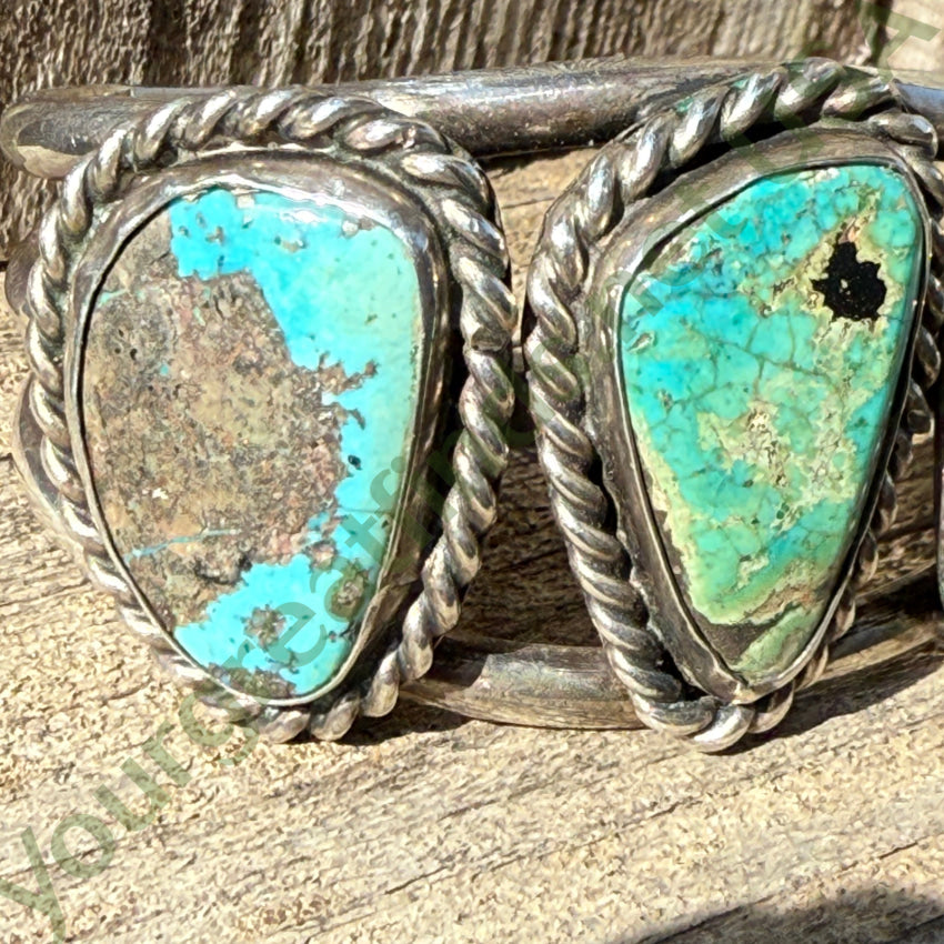 Epic Navajo 3 Natural Turquoise Stone Sterling Silver Cuff Bracelet bracelet
