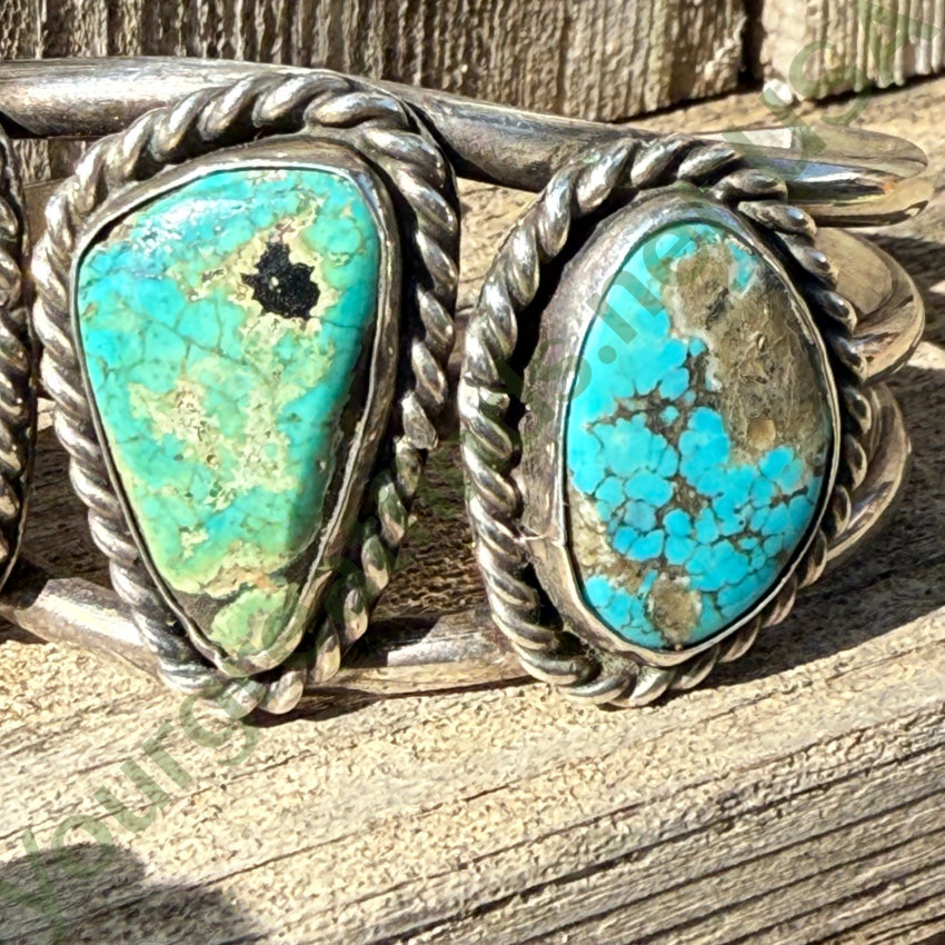 Epic Navajo 3 Natural Turquoise Stone Sterling Silver Cuff Bracelet bracelet