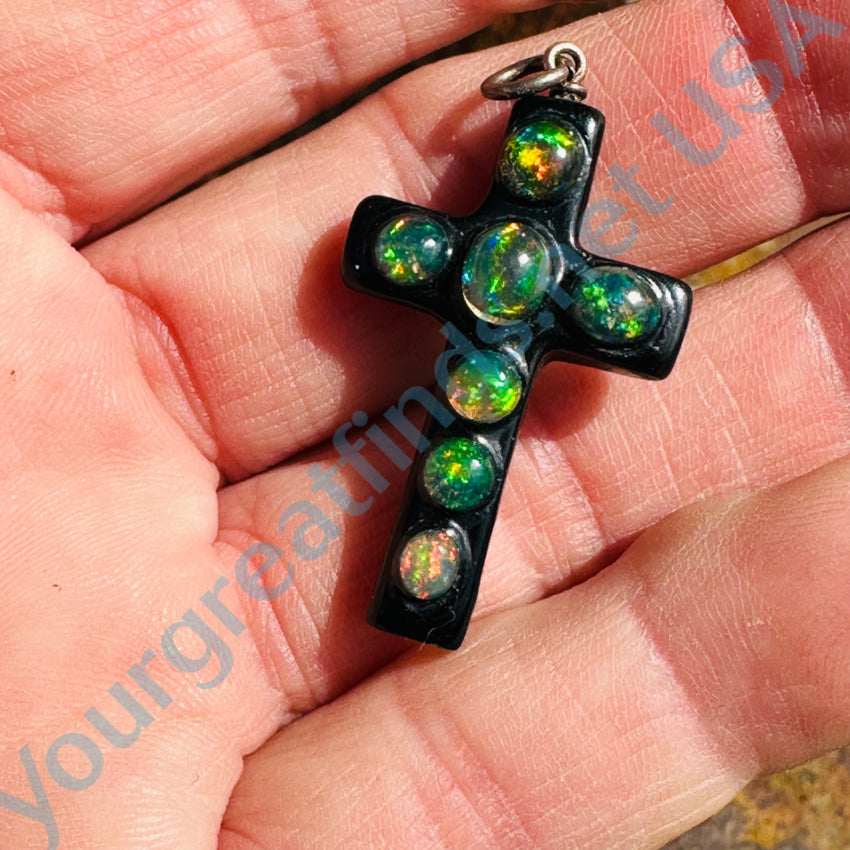 Ethiopian Opal Holy Cross Pendant Pendant