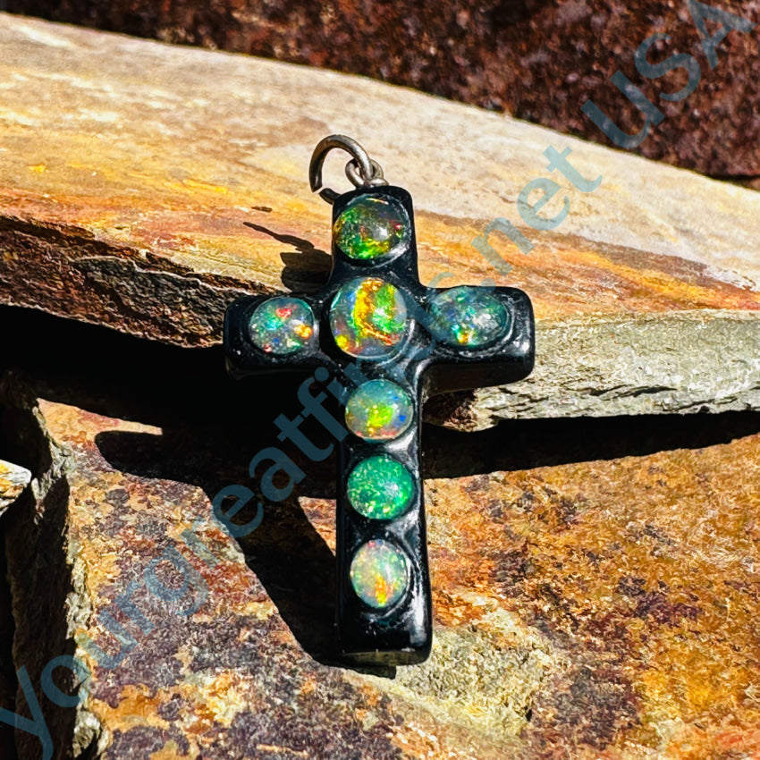 Ethiopian Opal Holy Cross Pendant Pendant