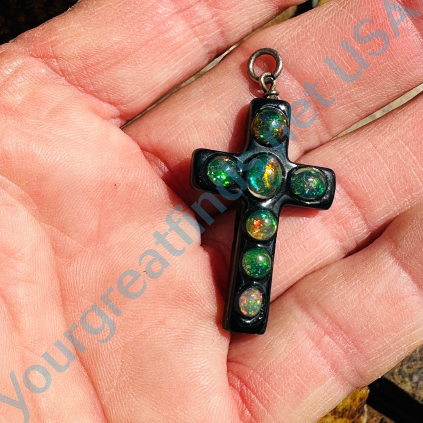 Ethiopian Opal Holy Cross Pendant Pendant