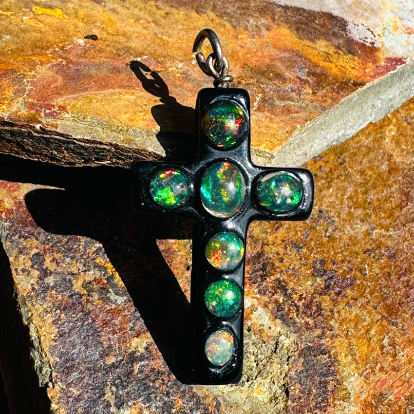 Ethiopian Opal Holy Cross Pendant Pendant