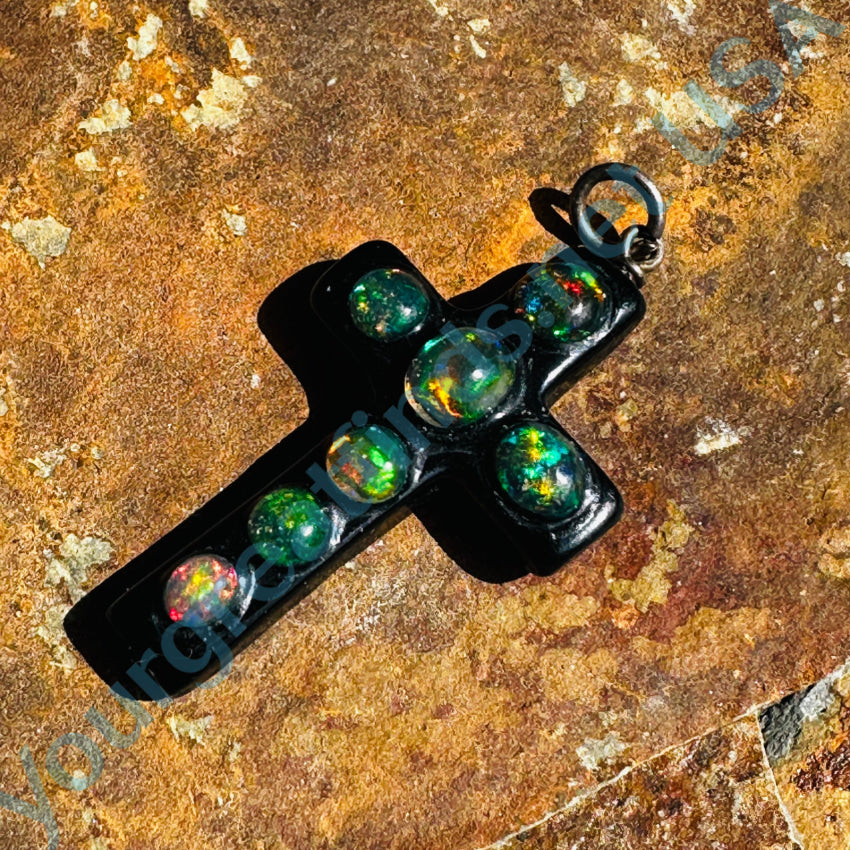 Ethiopian Opal Holy Cross Pendant Pendant