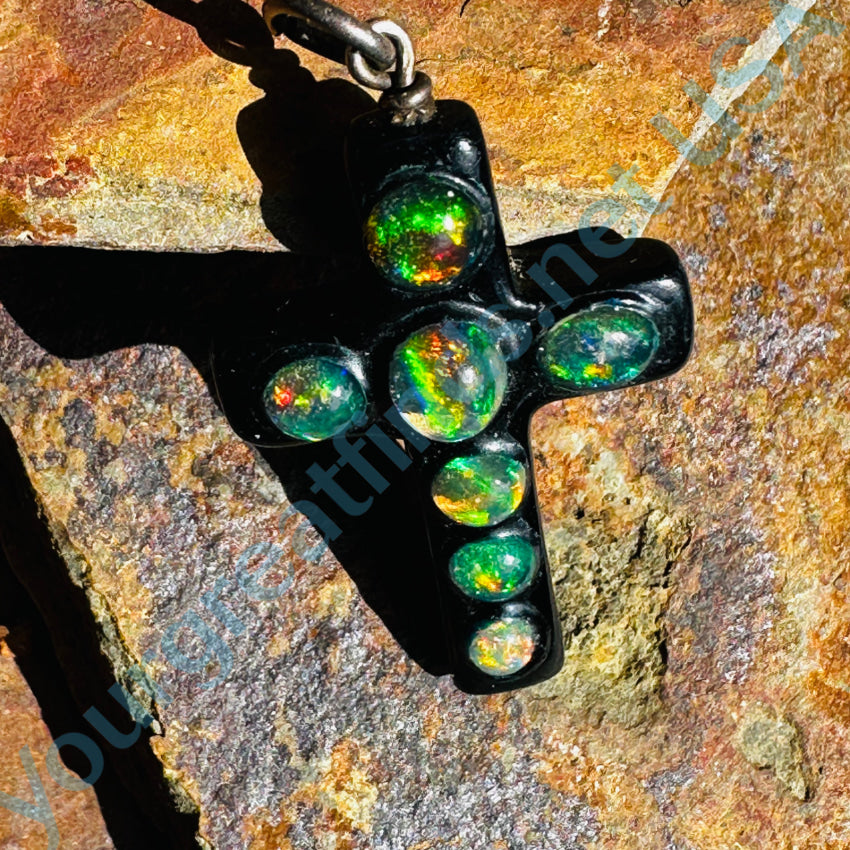 Ethiopian Opal Holy Cross Pendant Pendant