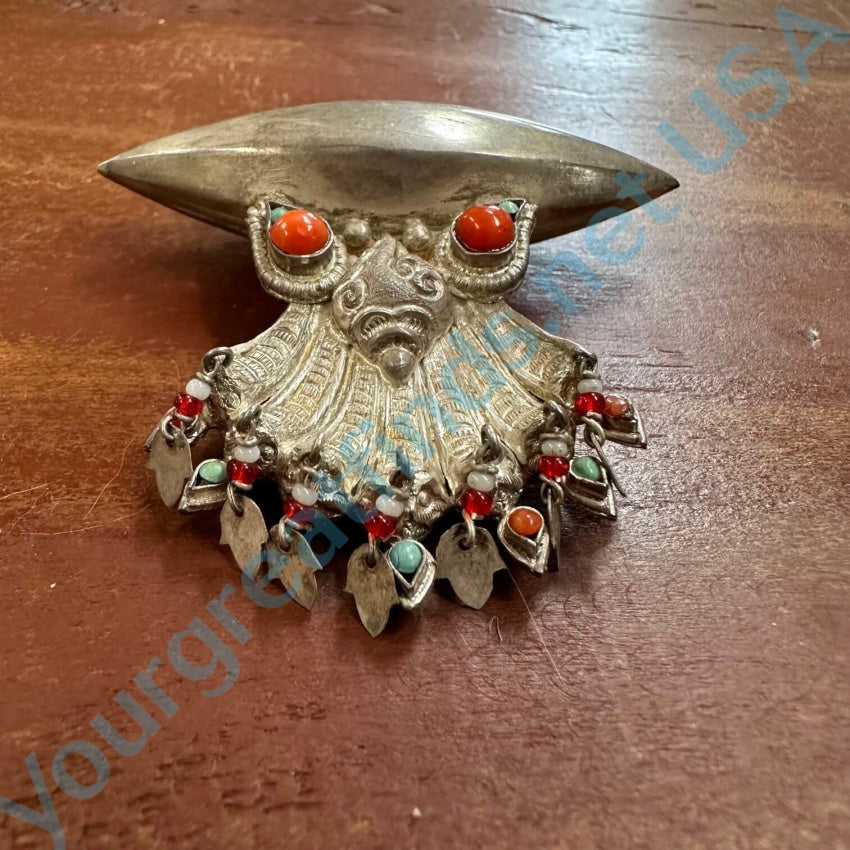 Ethnic 800 Silver Pendant Beads Turquoise Carnelian