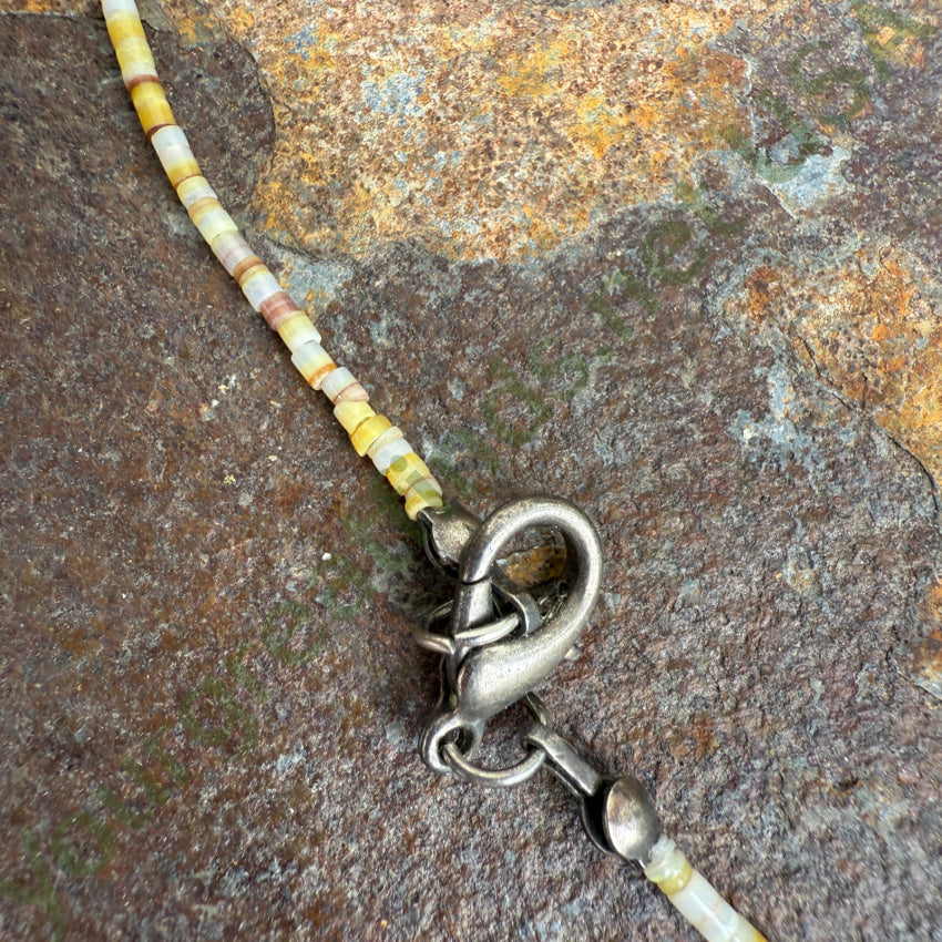 Fantastic Early Yellow Shell Heishi & Turquoise Bird Fetish Necklace fetish necklace