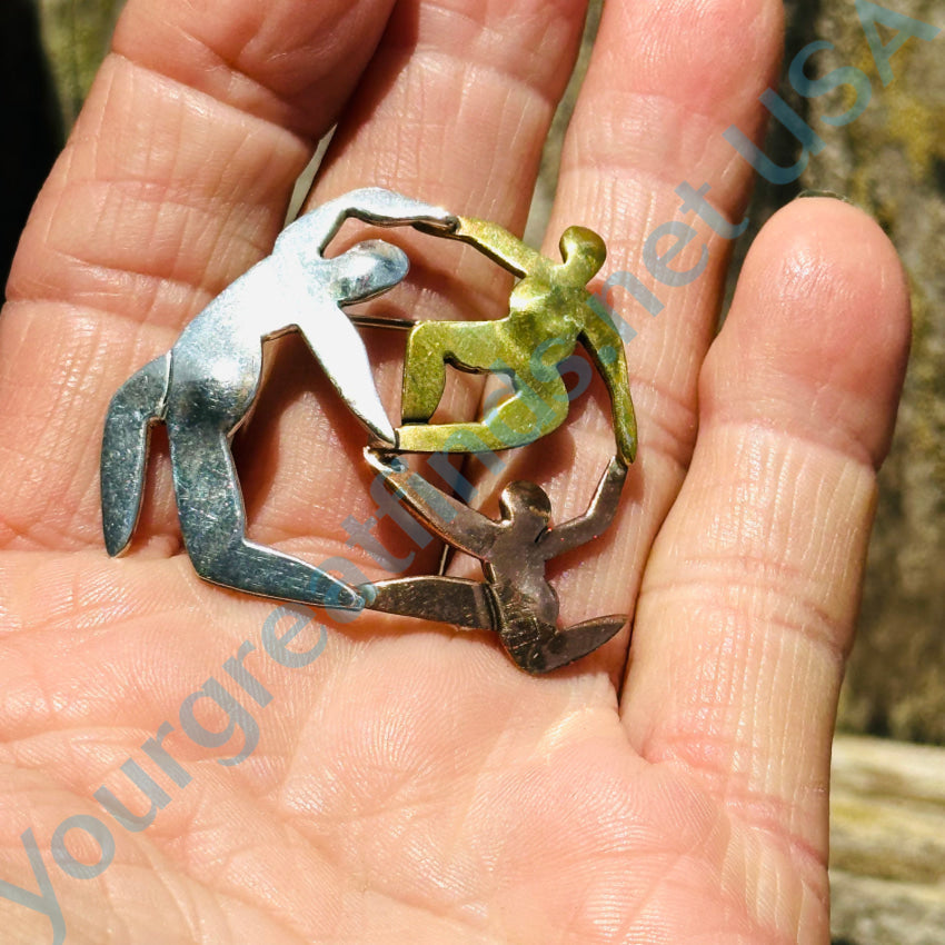 Far Fetched Sterling Silver Brass & Copper Humanity Pin