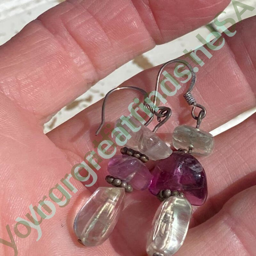 Fluorite Bead Pierced Earrings in Sterling Silver Yourgreatfinds