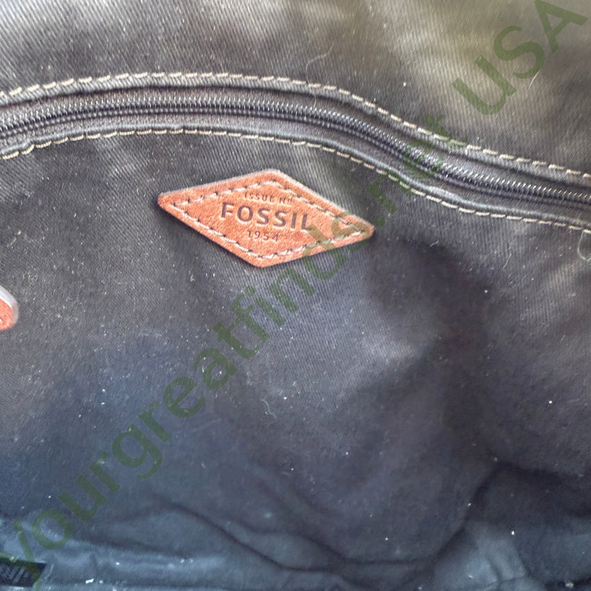 Fossil Black & Brown Fringed Leather Shoulder Bag shoulder bag