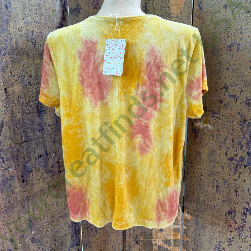 Free People Bright Eyes Velvet T-Shirt Sunshine Combo Tie-Dye NWT tee shirt